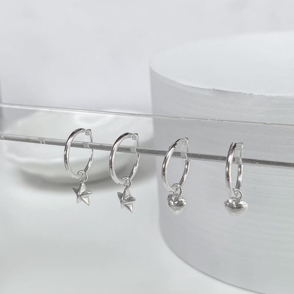 annita.silver - Heart & star hoop earring //  silver925 ต่างหูห่วงเงินแท้925 ต่างหูดาว ต่างหูหัวใจ