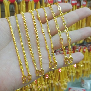 สร้อยคอ 2 สลึง ลายทาโร่คั่นปล้อง ไม่ลอกไม่ดำ ทองไมครอน ทองลงยา เศษทองหุ้ม
