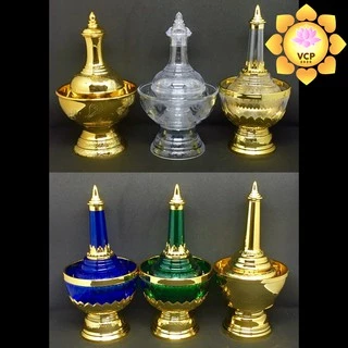 กรวดน้ำ ทอง/ไทยธรรมทอง&ใส/ใส-มรกต-ไพลินลายทอง(ใหม่)