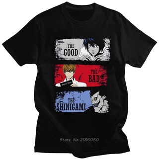 เสื้อยืดแขนสั้น ผ้าฝ้าย พิมพ์ลาย The Bad The Shinigami Light Yagami L สําหรับผู้ชายS-3XL