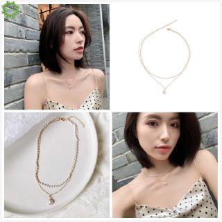 Cod Qipin Fashion Elegant Double Layer Pearl Beads Necklace Super Fairy Clavicle Chain Choker