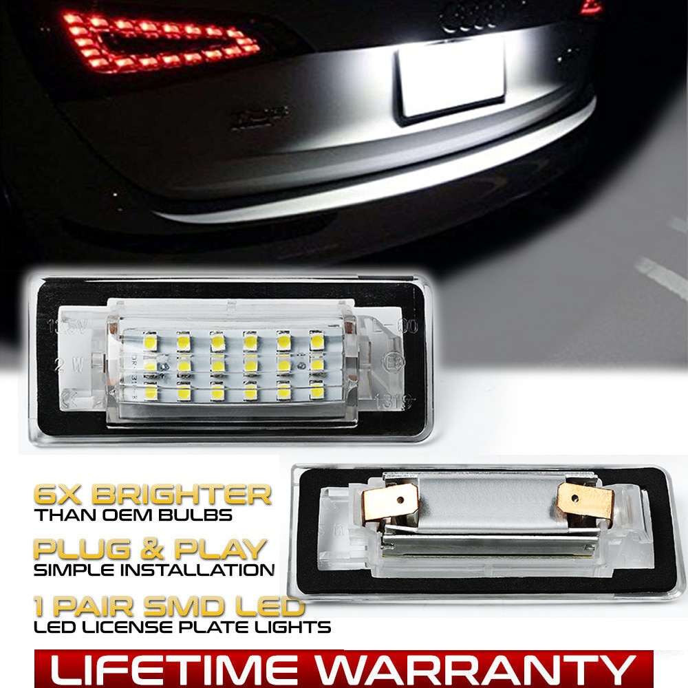 2pcs สําหรับ AUDI TT MK1 8N Roadster 8N9 Coupe 8N3 ไฟป้ายทะเบียน LED 12V สีขาว 6500K จํานวนโคมไฟรถอุ