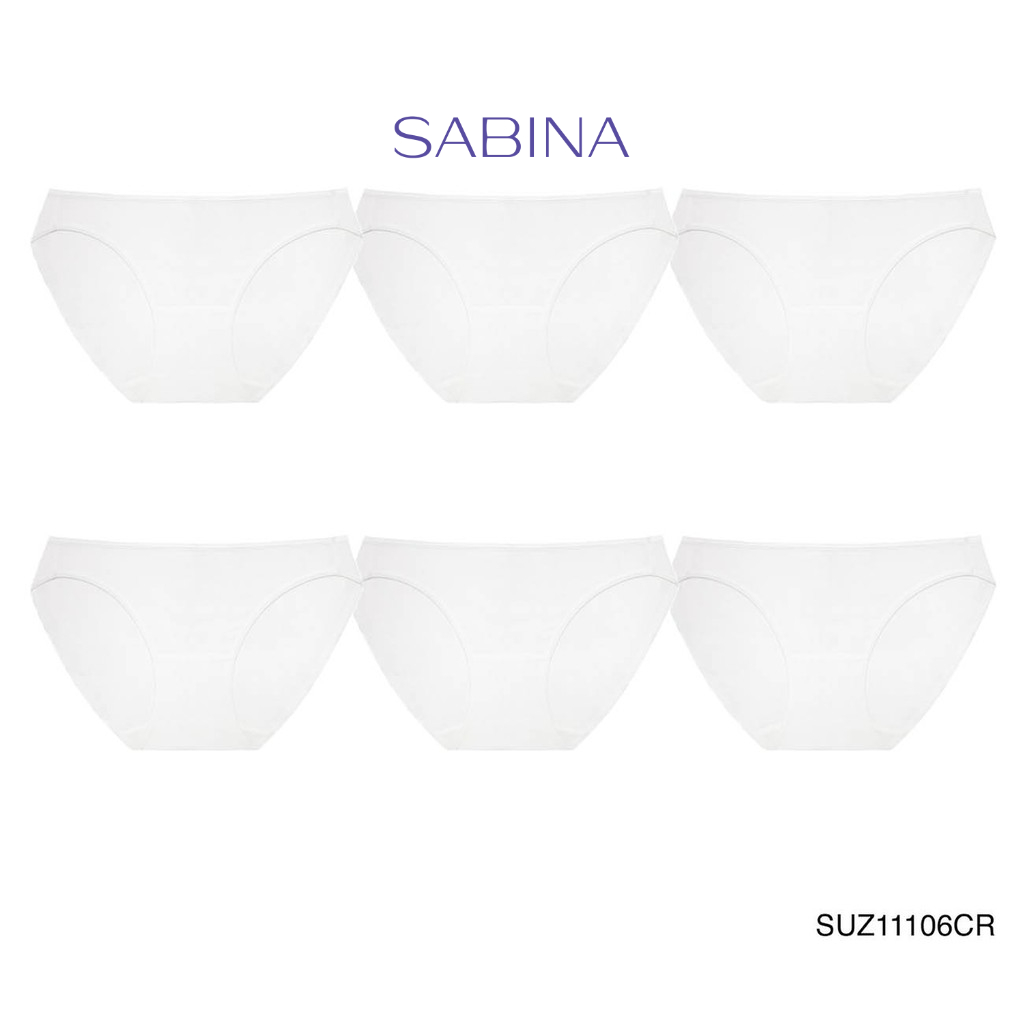 Sabina กางเกงชั้นใน (Set 6 ชิ้น) (Bikini Sexy) รุ่น Panty Zone รหัส SUZ1106CR สีครีมขาว
