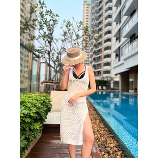 SPICIEST BEACHWEAR | Dudh Beach Cover Dress // White | เสื้อคลุม เดรส เสื้อคลุมชุดว่ายน้ำ เสื้อคลุมบิกินี่ ชุดไปทะเล