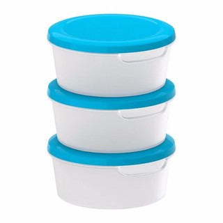 JAMKA กล่องเก็บอาหาร Food container ขนาด 0.5 L / 3 ชิ้น (ขาวขุ่น-ฟ้า)