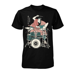 ใหม่ เสื้อยืดแขนสั้น พิมพ์ลาย Drummer Samurai สีดํา สําหรับผู้ชายสามารถปรับแต่งได้