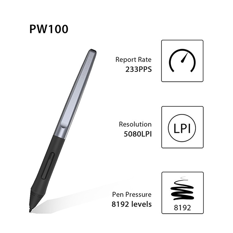 Huion HS64 HUION PW100 แบตเตอรี่ปากกาฟรีดิจิตอล stylus 8192 สําหรับ H640P/H950P/H1060P/H1161
