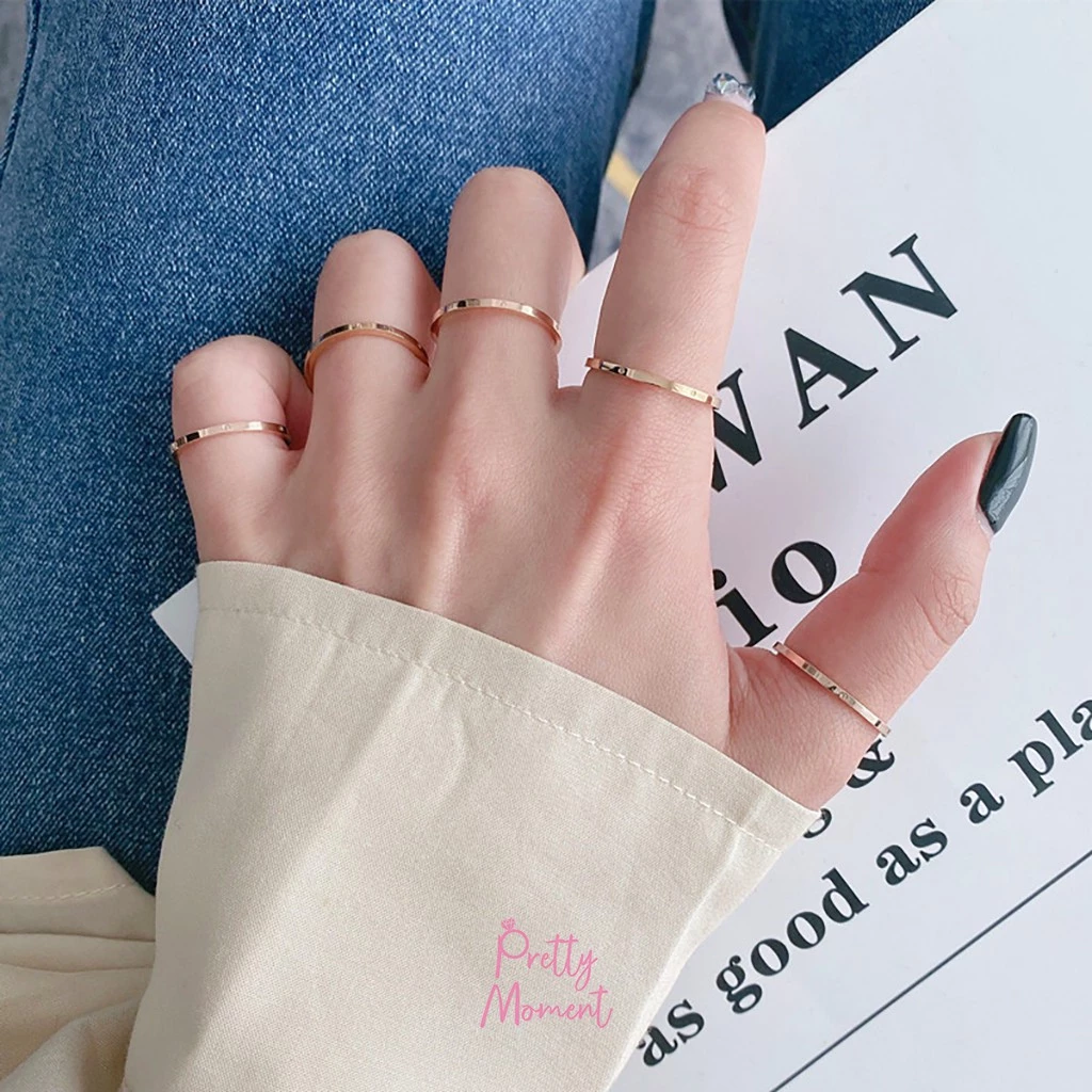 Pretty Moment แหวนรุ่น i love ring บาง 1.5 mm แหวนความหมาย สแตนเลส ไม่บิด ไม่เบี้ยว โดนน้ำหอม ลงทะเล อาบน้ำได้ แข็งแรง