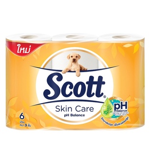 กระดาษชำระ สก๊อตต์ Skin Care 6 ม้วน/แพ็ค กระดาษทิชชู Toilet paper Scott Skin Care 6 rolls/pack