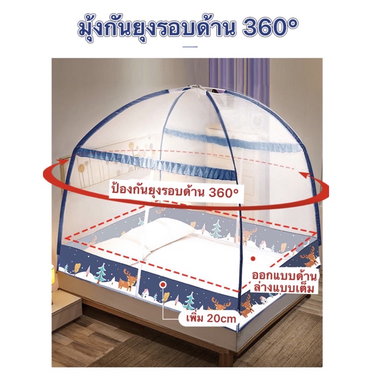 มุ้ง มุ้งกันยุง มุ้งพับได้ มุ้งเต็น มุ้งโดม มุ้งครอบทรงเหลี่ยม กันยุงได้360องศา กันเด็กตก มี2ขนาด 4/6ฟุต