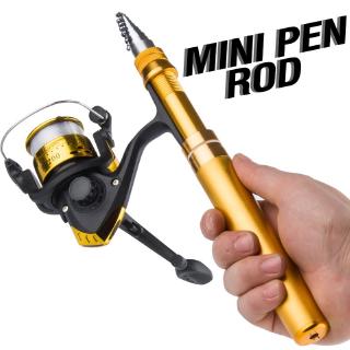 Pen Rod เบ็ดตกปลา คันเบ็ดเบ็ดตกปลา อุปกรณ์ตกปลา เบ็ดตกปลาครบชุด คันเบ็ดเบส คันเบ็ดตกปลา Kit Pen Shape คันเบ็ดเบ็ดตกปลาหน้าดิน Folded Rod Mini Fishing Pole