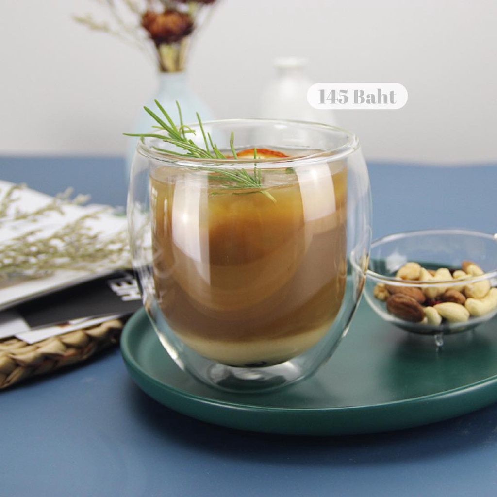 พร้อมส่ง ✨แก้ว 𝚍𝚘𝚞𝚋𝚕𝚎 เป็นแก้วสองชั้น ถึงจะดูเรียบๆแต่ความคูลให้ 10/10 ไม่หักค้าา 😉 - รูปที่ 2