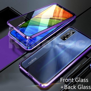 เคส Realme 7 / Realme 7 Pro สองด้านด้านหน้าหลังกระจกแม่เหล็กดูดซับ 360 เต็มร่างกายป้องกันแม่เหล็กฮาร์ดปกหลัง