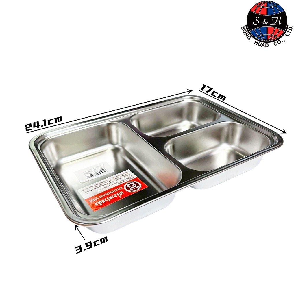 กล่องข้าวสแตนเลส 3/4/5ช่อง พร้อมฝาปิด ถาดอาหารมีฝาปิด ถาดอาหารกลางวันแบบมีฝาปิดพลาสติก - รูปที่ 2