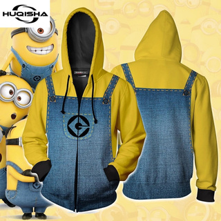 ใหม่เสื้อแจ็คเก็ตเสื้อฮู้ดดี้พิมพ์ลายการ์ตูน Minions Comics 3D แฟชั่นสําหรับผู้ชาย