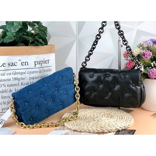 sale กระเป๋า Zara Quilted Denim maxi Crossbody Bag details