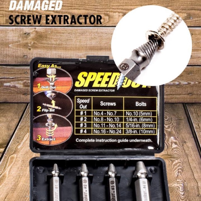Speed out อุปกรณ์ถอนน็อตและสกรูเซ็ต 4 ชิ้น #10
