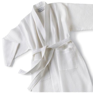 (มีครบไซส์) Bathrobe ชุดคลุมอาบน้ำ ผ้ารังผึ้งสีขาวเนื้อหนา SS-S-M-L-XL ทรงกิโมโน สายคาดเอว สไตล์โรงแรม