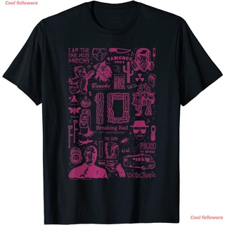 Cool followers เสื้อยืดผู้ชาย Breaking Bad 10th Anniversary Pink Symbols Collage T-Shirt เสื้อยืด coupleS-5XL