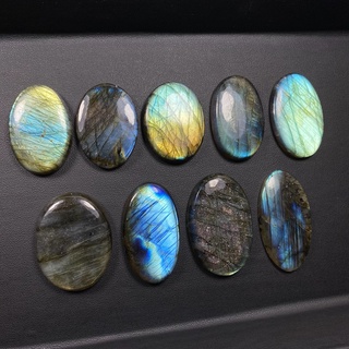 Premium Grade ⚡️  หินลาบราโดไรท์ เจียรทรงหลังเบี้ย (Labradorite Cabochon) Oval Shape#2