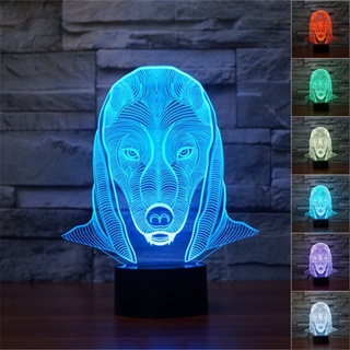 โคมไฟตั้งโต๊ะ LED รูปตํานานอียิปต์ 3D ไล่โทนสี 7 สี ชาร์จ USB