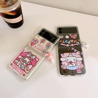 เคสโทรศัพท์มือถือ แบบฝาพับ ลายสุนัขหูใหญ่ และจี้ สําหรับ Samsung Z Flip4 Z Flip3 Z Flip2 Z