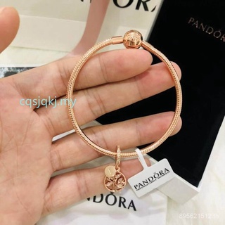 Moneygold Gift Wishing] กําไลข้อมือ ประดับลูกปัด รูปต้นไม้ และแพนดอร่า สีทอง [ชุดพร้อมจี้ดอกกุหลาบ