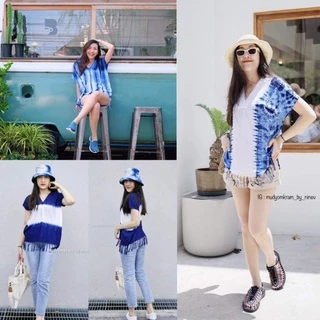 เสื้อมัดย้อม เข้ารูปพรางพุง ผ้านุ่มใส่สบาย ใส่ไปทะเล