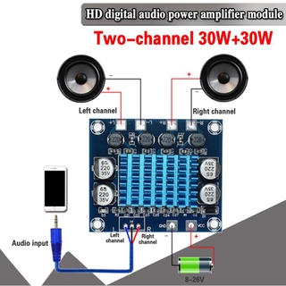 บอร์ดขยายเสียงสเตอริโอดิจิทัล Tpa3110 XH-A232 30W+30W 2.0 ช่องสัญญาณ DC 8-26V 3A