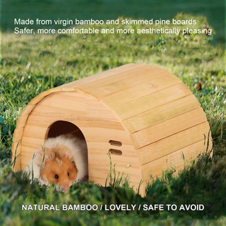 Mother &amp; Baby Hamster Wooden House Bite Resistant Bottomless Hamster Bamboo Log Cabin for Hamsters Golden Bears Small Animals