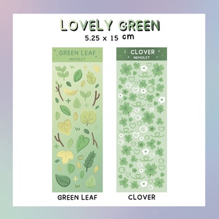 สติกเกอร์ ลาย Lovely green เนื้อPP เคลือบโฮโลแกรม สำหรับตกแต่ง