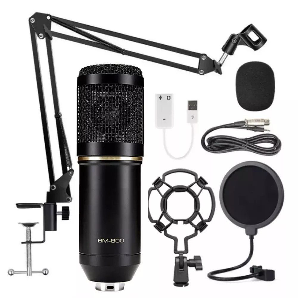 BM-800 Hanging Microphone Kit, Live Broadcast Recording Large Diaphragm Condenser Microphone Set BM-