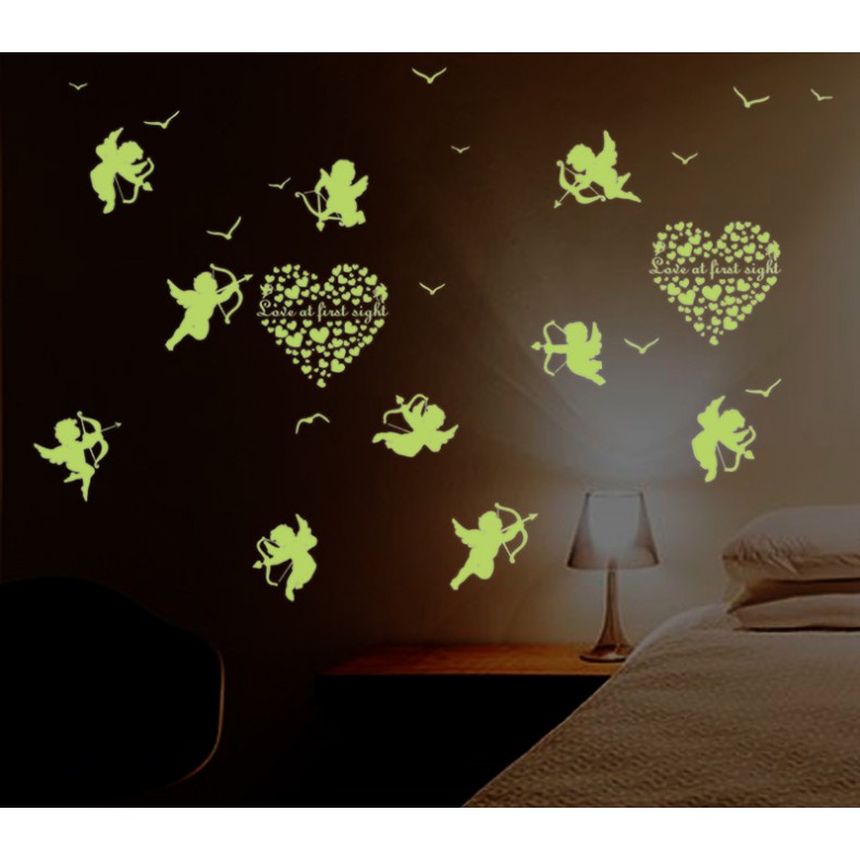 Love Angel รูปลอกติดผนัง - เรืองแสง