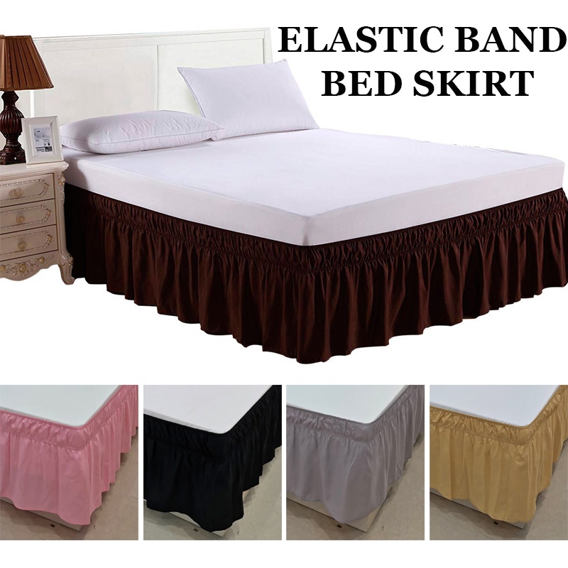 💕พร้อมส่ง💕ผ้าปูเตียง ผ้าปูที่นอนผ้าคลุมเตียงแบบยืดหยุ่น  สีเทา Bed Skirt