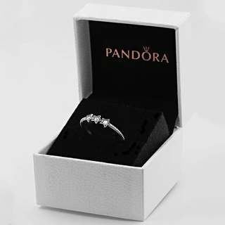 Pandora แหวนเงิน 925 ประดับเพชร เพทาย ลูกบาศก์ ดาว สําหรับผู้หญิง หมั้น งานแต่งงาน