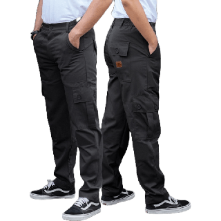 กางเกงคาร์โก้ขายาวทรงกระบอกเล็ก UP2ME รุ่น HANGOUT เอว 26-49 นิ้ว (สีดำ)