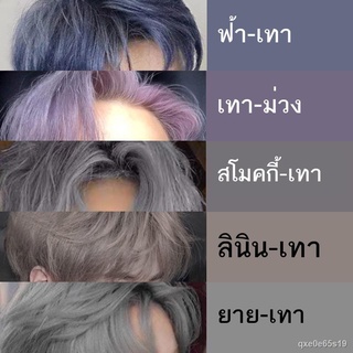 ยาย้อมผมผู้ชาย พิเศษ สีฟ้า-เทา ยอดนิยม สีย้อมผม ยาย เทา ขาว ที่บ้าน