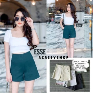 Acasey กางเกงขาสั้นผู้หญิง เอวสูง สั้นกำลังดีมีซิปข้าง ผ้าดับเบิ้ลคุณภาพ ไซส์ S - XL รุ่นซิปข้างesse