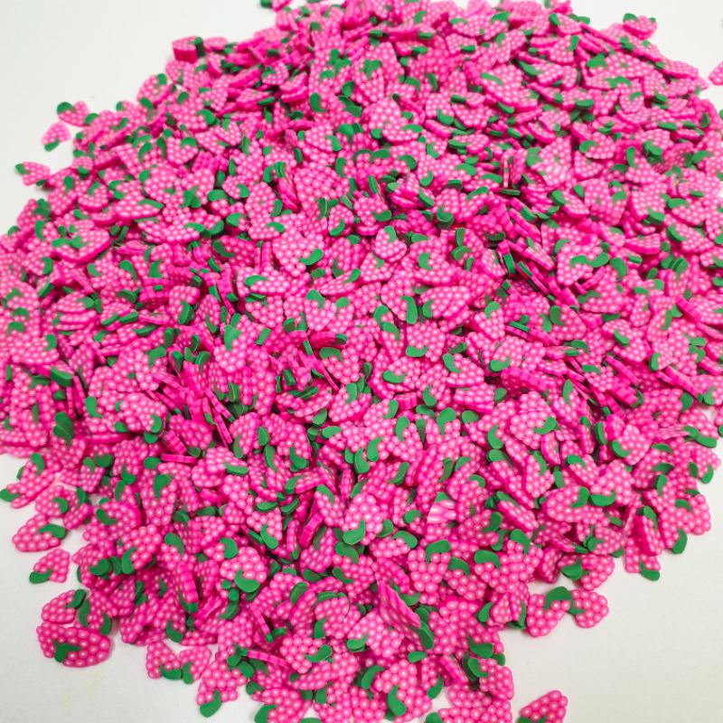องุ่นสีชมพู Hiasan Slime Polymer Sprinkle Topping ตกแต่ง Fimo Slice เล็บ STEEZ Hiasan Strab ตกแต่งคร