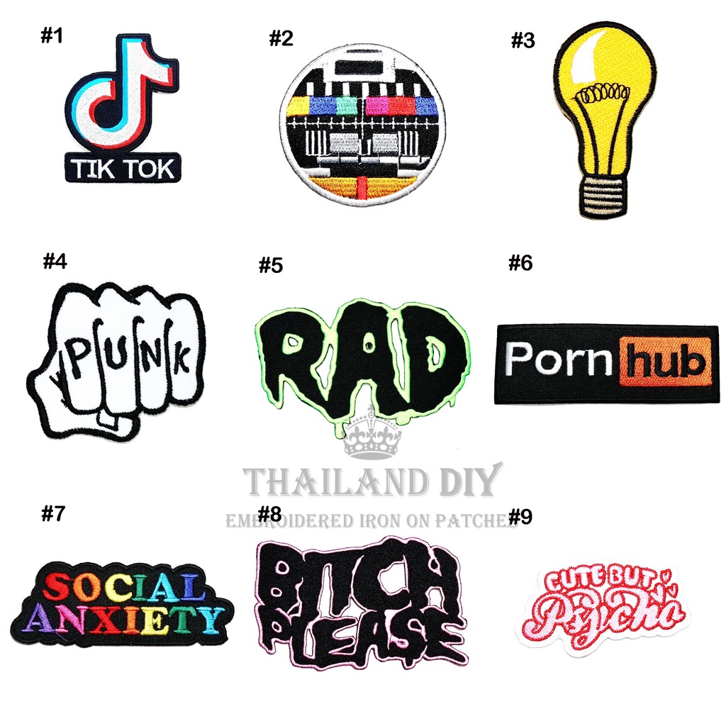 ตัวรีดติดเสื้อ ลายสัญลักษณ์ งานปัก วัยรุ่น ฮาๆ กวนๆ แนวๆ funny Joke Sign Patch DIY wop อาร์มติดเสื้อ ตัวรีดติดกระเป๋า