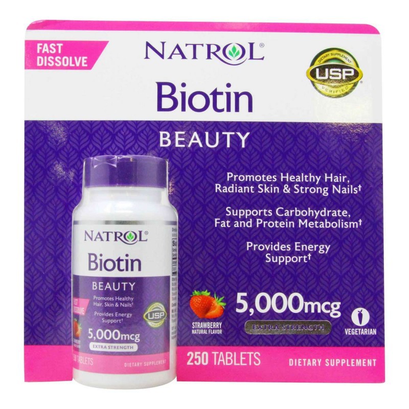 Natrol Biotin Hair Growth Lozenge 5000mcg 250 Us เม ็ ด
