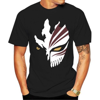 เสื้อยืดผ้าฝ้ายพิมพ์ลายขายดี เสื้อยืดคอกลม ผ้าฝ้าย พิมพ์ลายอนิเมะ Ichigo Hollow Mask Bleach สําหรับผู้ชาย