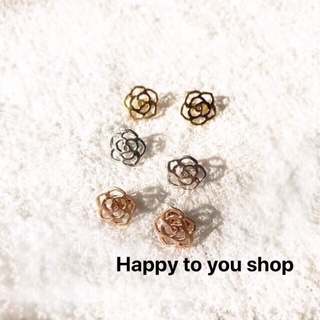 พร้อมส่ง แป้นต่างหู กุหลาบ ชุบทอง ทองคำขาว ทองโรสโกลด์ อะไหล่ งานดีไซน์ ออกแบบ