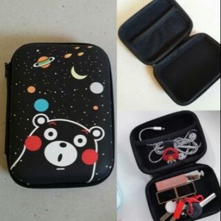 กล่องซิป ใบใหญ่ ใส่ powerbank หูฟัง อุปกรณ์ DIY สำหรับพกพา ลาย คุมาม่อน Kumamon ขนาด 4x5x1.5 นิ้ว