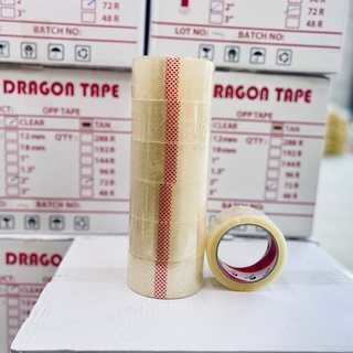 ราคาเทปใส 2 นิ้ว แพค 6 ม้วน Cl #1ในไทย 100 หลา Dragon BOPP OPP Tape 40mic เทปกาวใส สก๊อตเทป เทปปิดกล่อง สำหรับลดต้นทุน