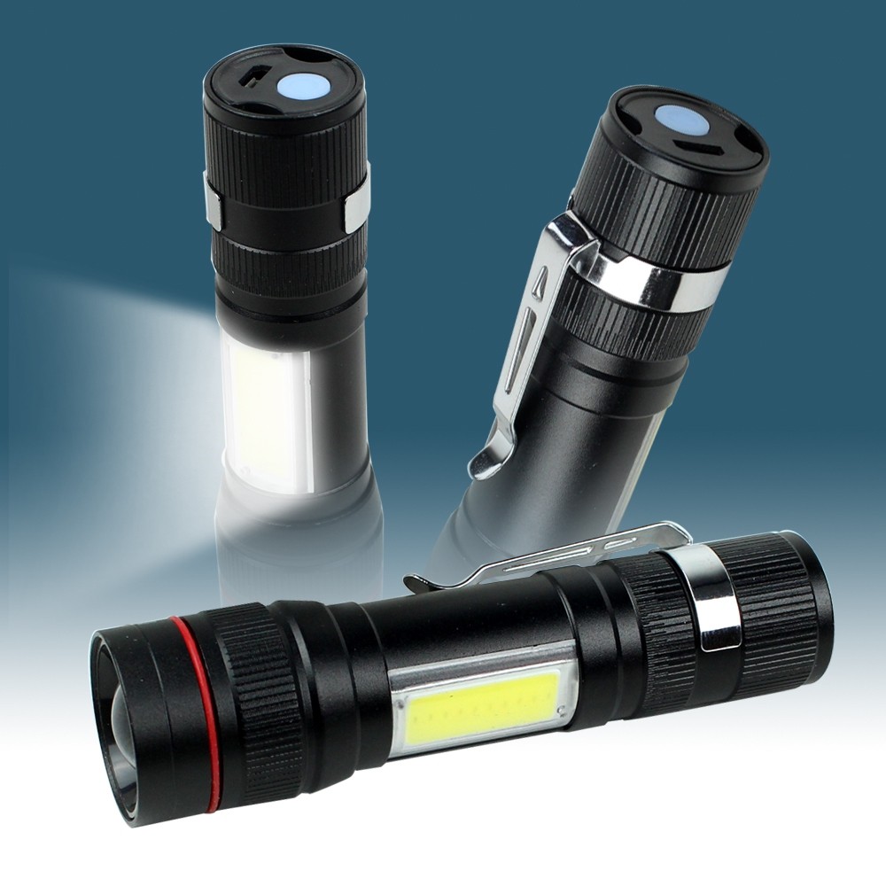 Telecorsa ไฟฉาย ซูมได้ COB+XPE LED (กล่องฟ้า)  22000W Telescopic Zoom Flashlight รุ่น FlashLight-S-05e-Song