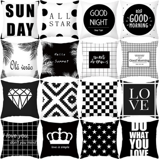 Black and White Geometric Decorative Pillowcases Polyester Throw Pillow Case Striped Geometric Pillowcase  45*45cm