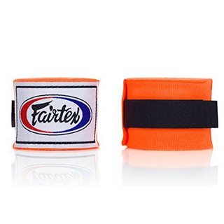 Fairtex ส้ม แฟร์เท็กซ์ ผ้าพันมือมวยไทย คอตตอน ไนล่อน ชกมวยOrange Hand Wraps Boxing Elastic Nylon Cotton