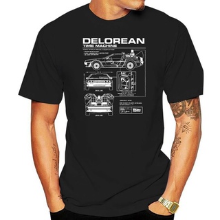 เสื้อยืดผ้าฝ้าย เสื้อยืดลําลอง แขนสั้น พิมพ์ลาย Back To The Future DeLorean Schematic ทรงหลวม แฟชั่นสําหรับผู้ชาย และผู้