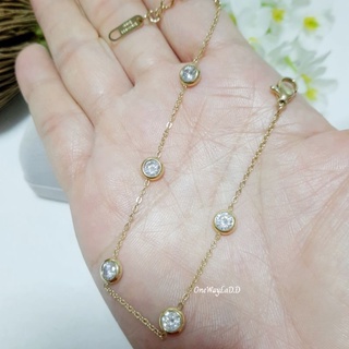 สร้อยข้อมือทอง18K ประดับเพชรสวิสแท้ [Stainless]